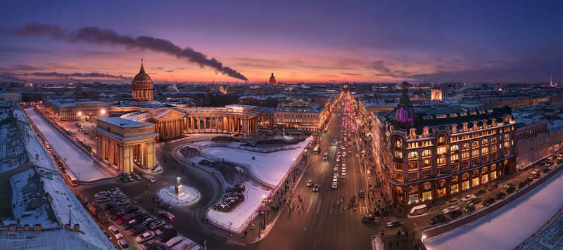 санкт-петербург, невский, проспект, закат, панорама, казанский собор Перспектива Невского проспектаphoto preview