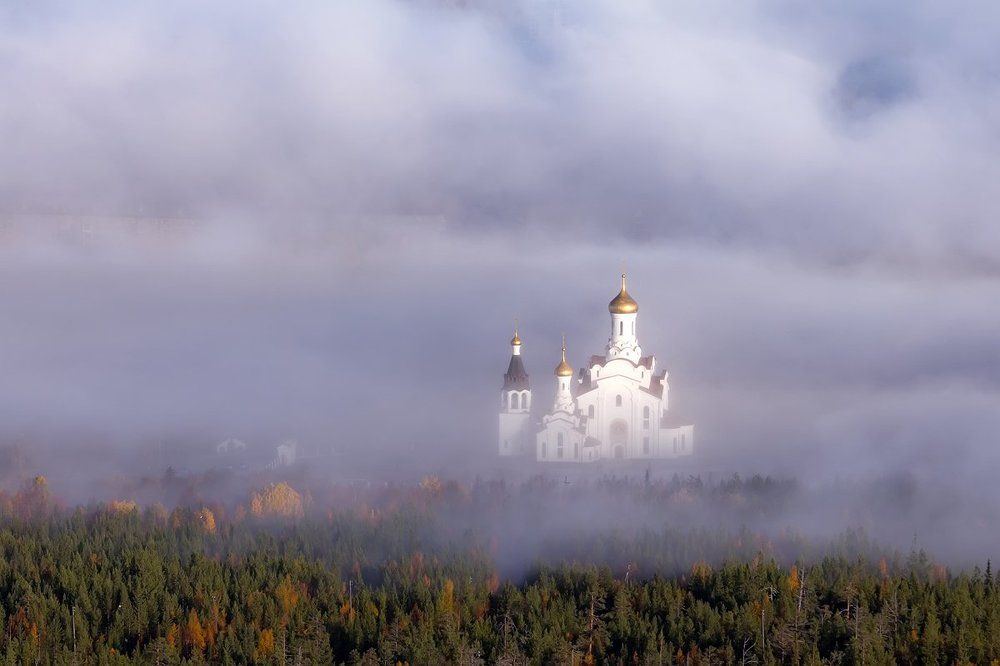 Елецкий Вознесенский собор в тумане фото