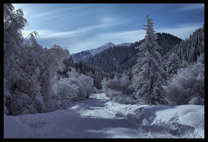 ночь,дорога,горы,зима Дорога в горыphoto preview