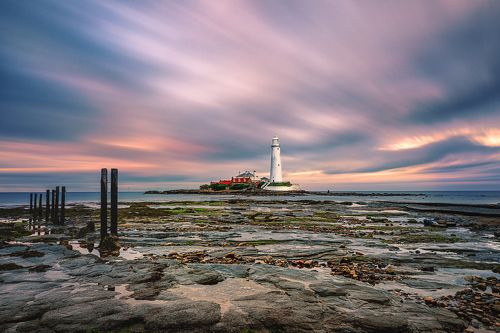 Low tide. Saint Mary's Lighthouse