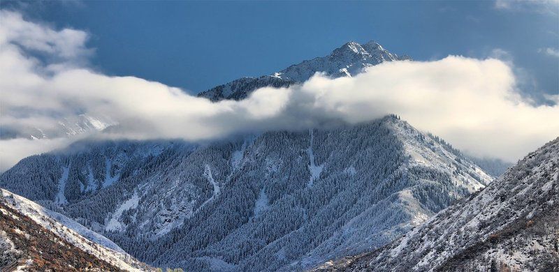горы, облака, зима, снег воздушный шарфикphoto preview