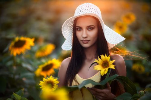 Portrait of P. with Sunflowers