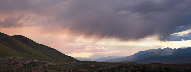 р.каракуджур, закат, панорама, киргизия, тянь-шань, путешествие, поход, вело, долина, вечер photo preview