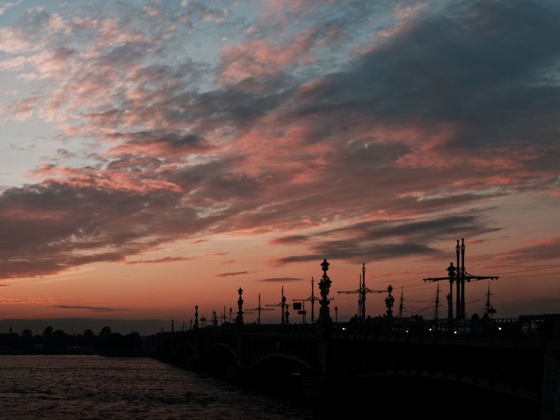 мост, Санкт-Петербург, закат, красота, небо, облака, силуэт Троицкий мост photo preview