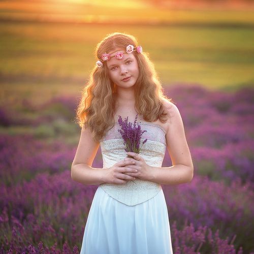 Romantic girl on lavender field
