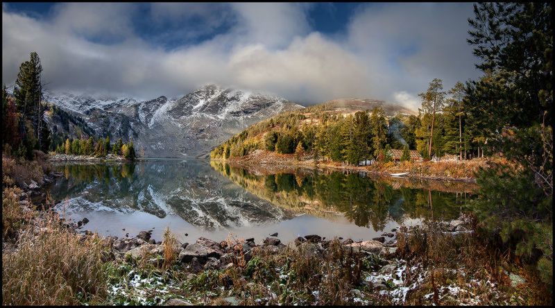алтай, озеро, красное, горы, лес, отражение, первый снег На Красном Озере выпал первый снег!photo preview