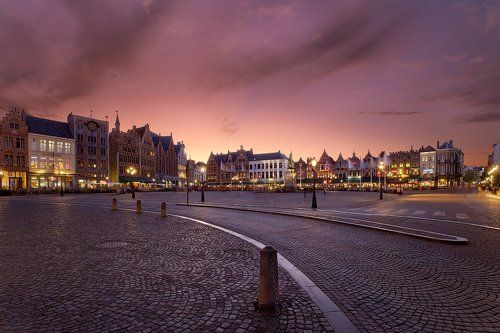 Brugge. Purple twilight