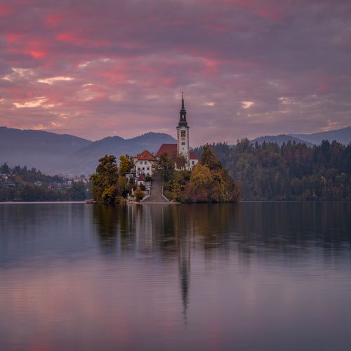 Sunset in Bled.