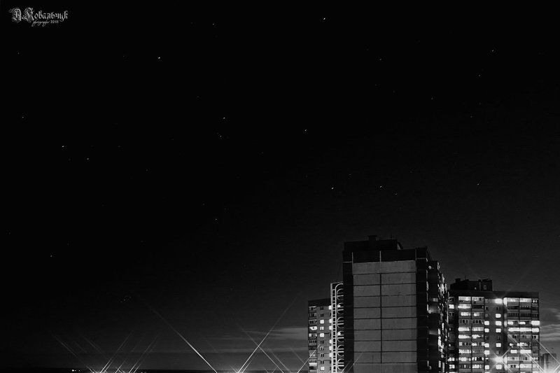 город, звезды, черный, ночь, Звезды над городомphoto preview
