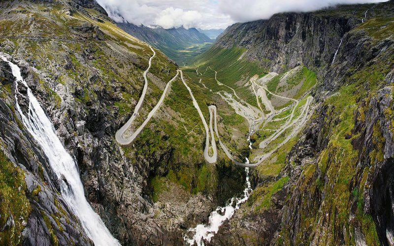 горы, дорога, водопад, норвегия Тропа троллейphoto preview