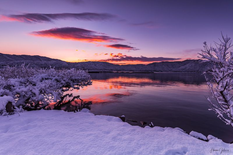winter snow morning lake landscape shiga japan Winter Morningphoto preview