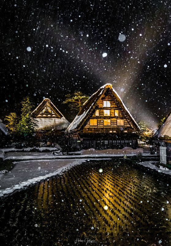 winter snow japan gifu night nightscape nature old house [ Silence Winter Beauty ]photo preview