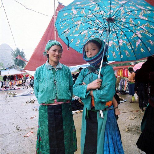 Umbrellas on mountain market