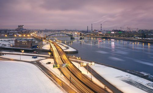 Вечерний Петербург. Малоохтинский мост