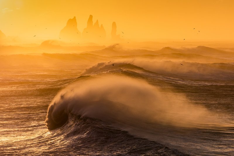 исландия, рассвет, океан, шторм Запах ветраphoto preview