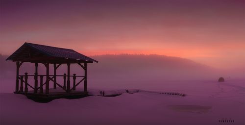 Морозный рассвет на Ладоге.