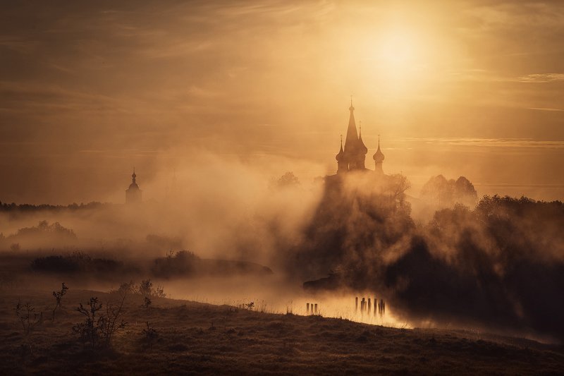 россия дунилово рассвет туман Туманное утро в с.Дуниловоphoto preview