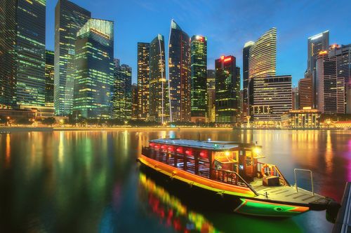 Вечерние огни Сингапура
