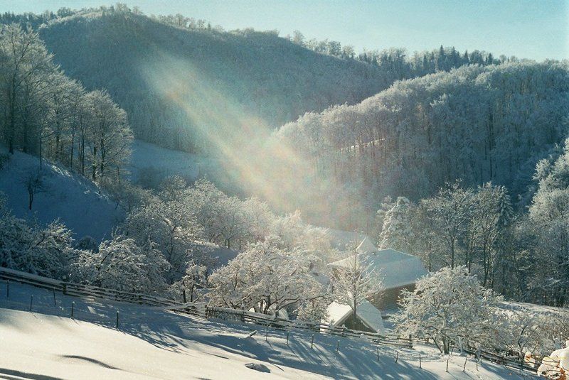 карпаты, утро, зима, снег, село, лес, мороз Cristmas Timephoto preview