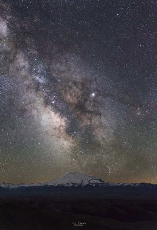 ночь, горы, эльбрус, кавказ, звезды, млечный путь Ночной Эльбрусphoto preview
