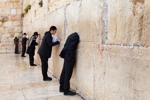 praying at the Western Wall in Jerusalem, No Photoshop - a real photo