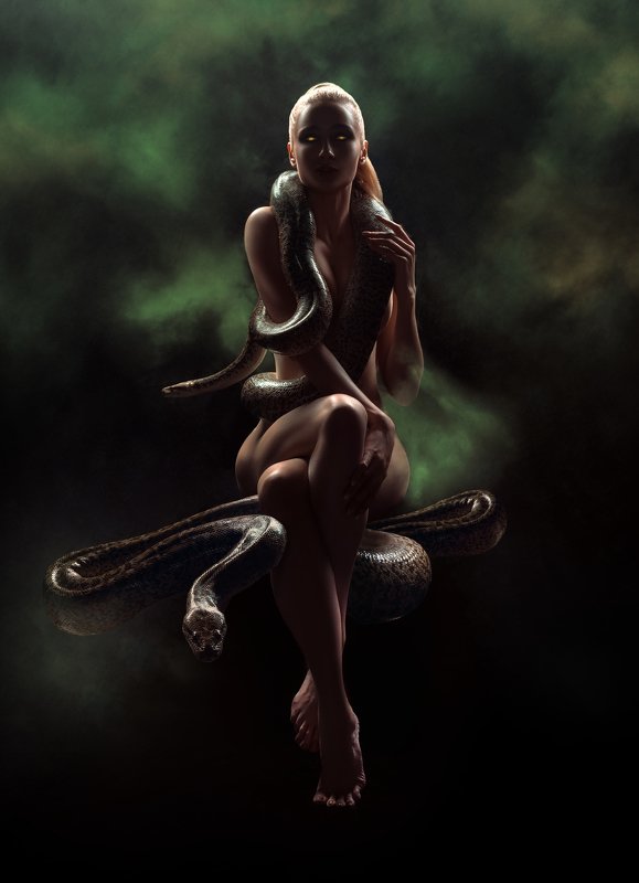 #взгляд #sight #портрет #snake #darkbeauty #girl #змеи #девушка #naked Змеиная Богиняphoto preview