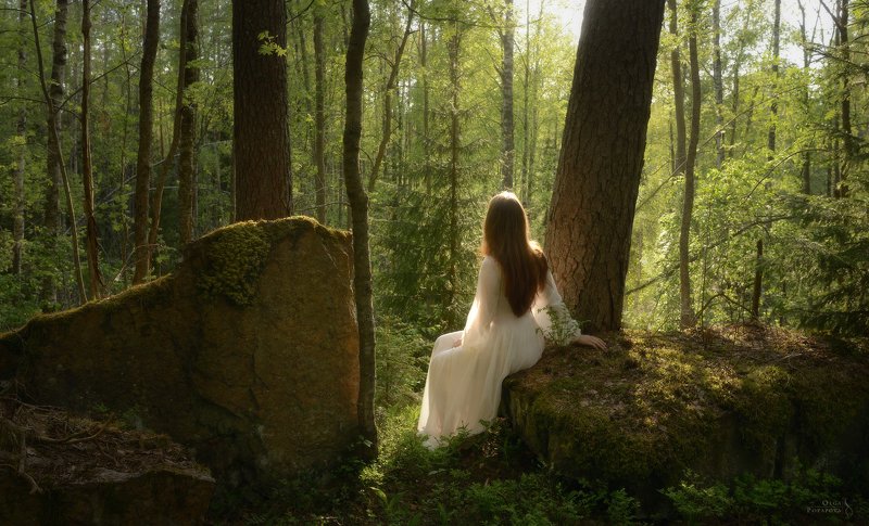 лес, линдуловская роща, рощино, ленинградская область, карельский перешеек, весна, девушка в платье, белое платье В сердце весныphoto preview