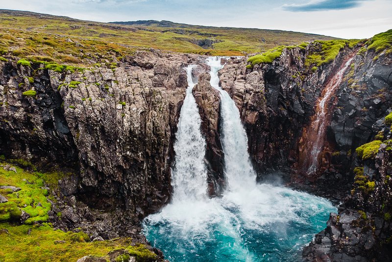 Iceland, waterfall, aerial, drone, mavic, air Waterfallphoto preview