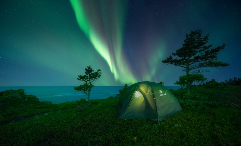 aurora borealis, северное сияние, белое  море, white sea Aurora Borealisphoto preview