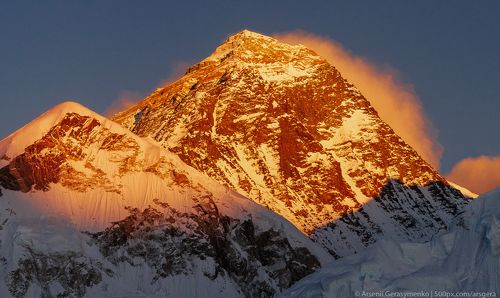 Everest summit at dawn