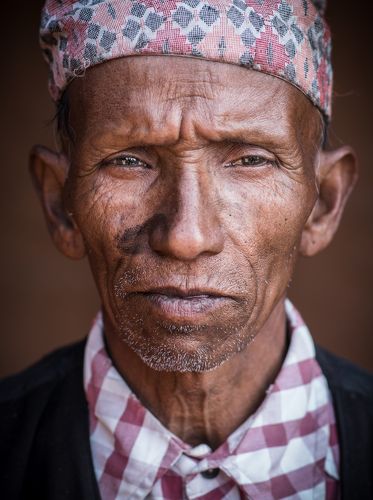 Nepalese blacksmith is the lowest caste in Nepal. Close-up portrait