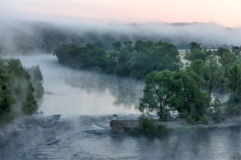 туман, река, перекат, утро Утро туманное, утро седоеphoto preview