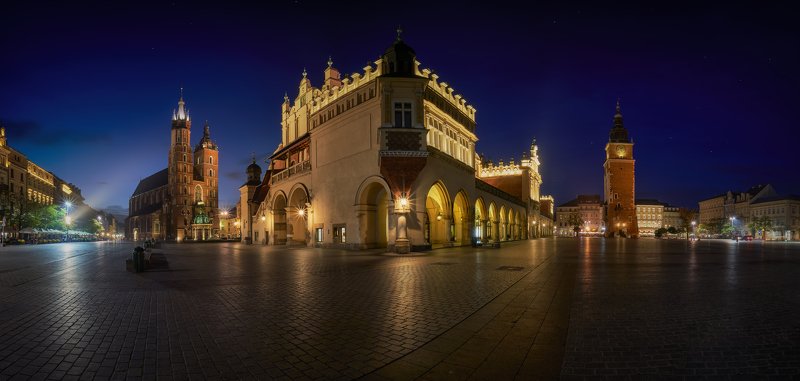 Panoramic, city, cityscape, lights, night, color, lights, architecture, street Krakow Panoramicphoto preview