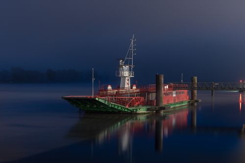 Old ferry in mist