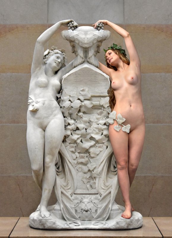 sculpture, art, museum, marble, stone, girl, nude, model, posing, alive, paris, myth, greek, orsay, bacchante Мрамор XXIphoto preview