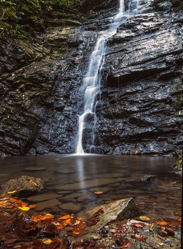 Waterfall in the Carpathian mountains, Ukraine, Fuji Velvia Film