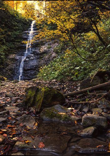 Waterfall in the Carpathian mountains, Ukraine, Fuji Velvia Film