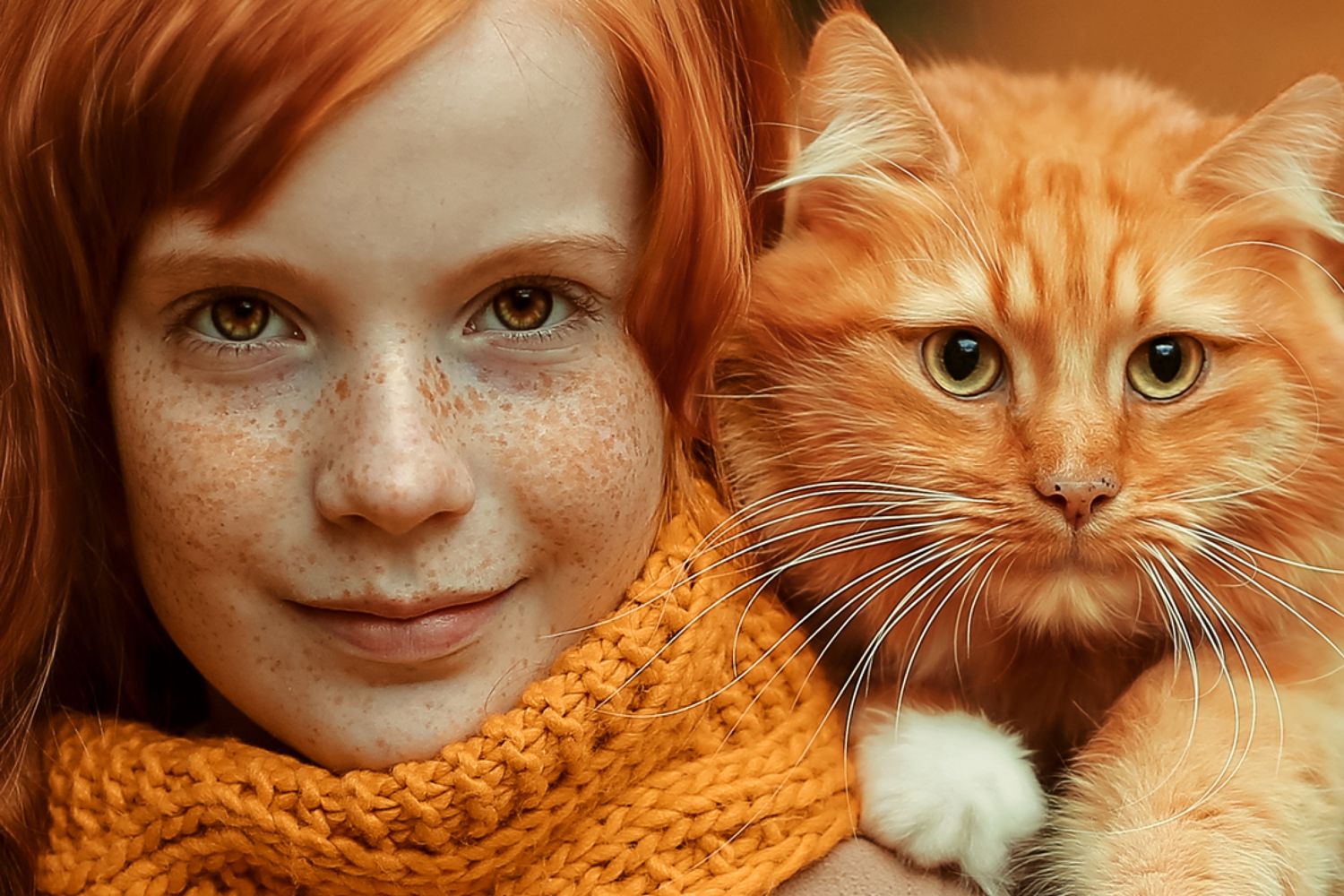 Жена была рыжей. Девочка с рыжим котом. Рыжая девушка с рыжим котом. День рыжих. Рыжий котенок девочка.