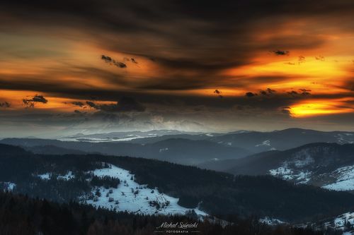 Sunset over the Tatras.