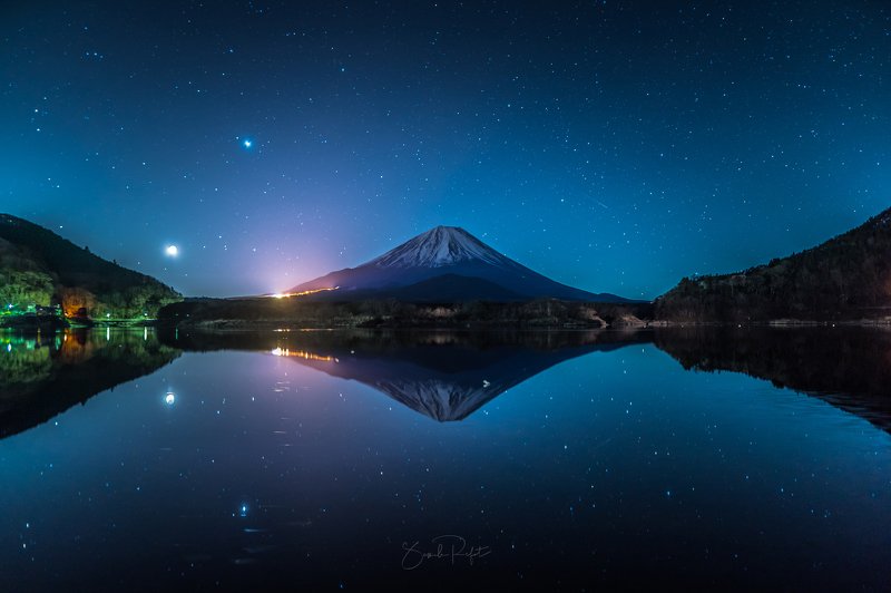 star, fuji, mountain, night, Wish upon a starphoto preview
