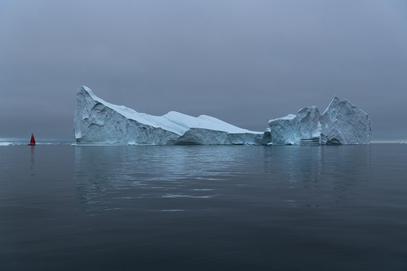 iceberg, sailing, greenland dark cold dayphoto preview