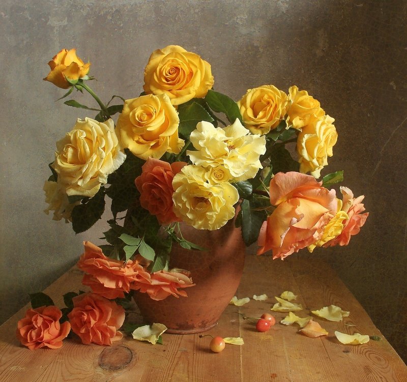 лето,  цветы, натюрморт, марина филатова, розы, букет цветов Растворилась нежность солнечных лучейphoto preview