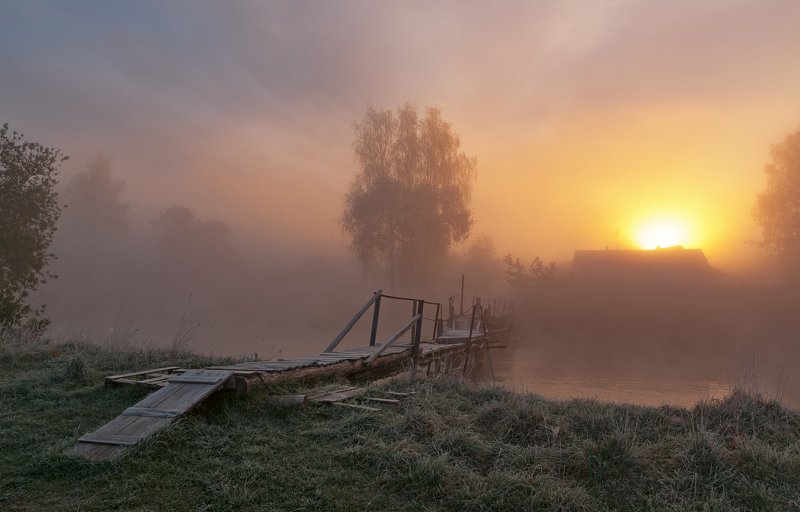 утро, свислочь, туман, пейзаж ***photo preview