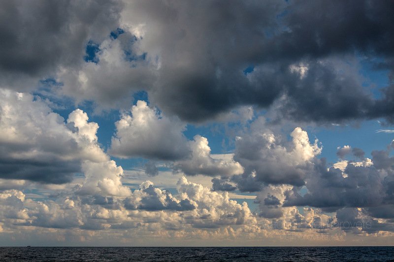 Sky, clouds, landscape, sea, Black Sea, horizon, blue, white, water, space The sky over the Black Sea / Небо над Черным моремphoto preview
