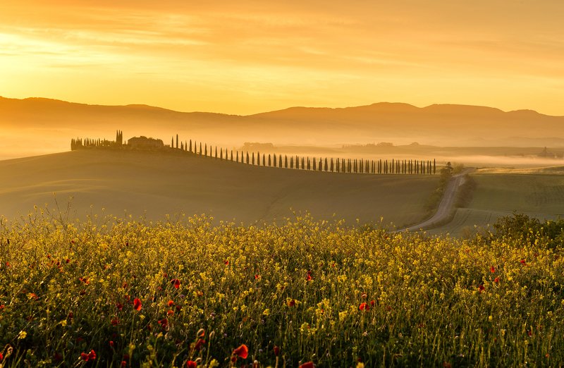 пейзаж италия рассвет тоскана Утренний огоньphoto preview